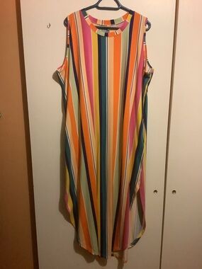 Sleeveless Multi-Color Stripe Maxi Dress